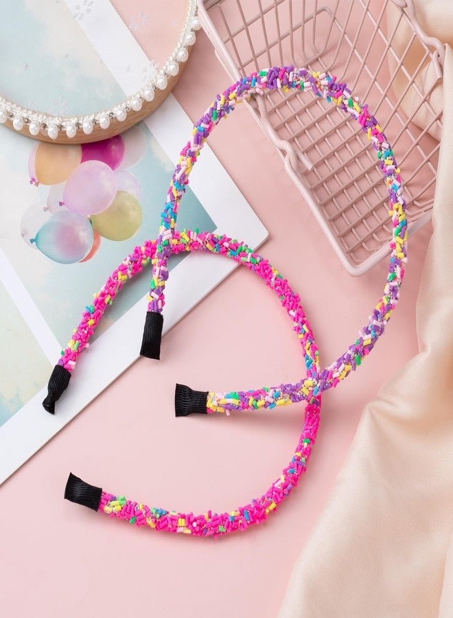 STSTR 2pcs Sprinkle Candy Headbands, Colorful Cute Head Bands for Women, Non Slip Donut Hairband Sweet Hair Accessories for Birthday, Parties, Festivals - 2 Styles - Image 3
